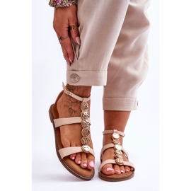PG1 Women's Sandals With A Decorative Belt Beige Rochelle 1