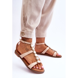 PG1 Women's Sandals With A Decorative Belt Beige Rochelle 2