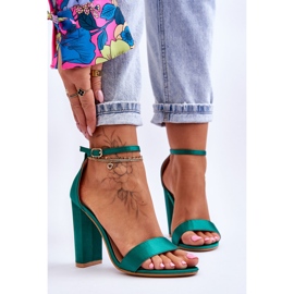 Green Linsy Satin High Heel Sandals 1 Green Linsy Satin High Heel Sandals 1