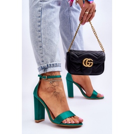 Green Linsy Satin High Heel Sandals 2 Green Linsy Satin High Heel Sandals 2