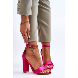 Satin High Heel Sandals Fuchsia Linsy pink 1
