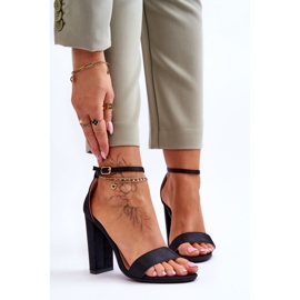 Satin High Heel Sandals Black Linsy 1
