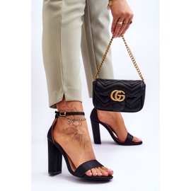 Satin High Heel Sandals Black Linsy 2