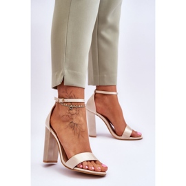 Satin Heel Sandals Beige Linsy 2