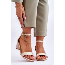 PG1 Juliet Beige Satin Low Heel Sandals 1