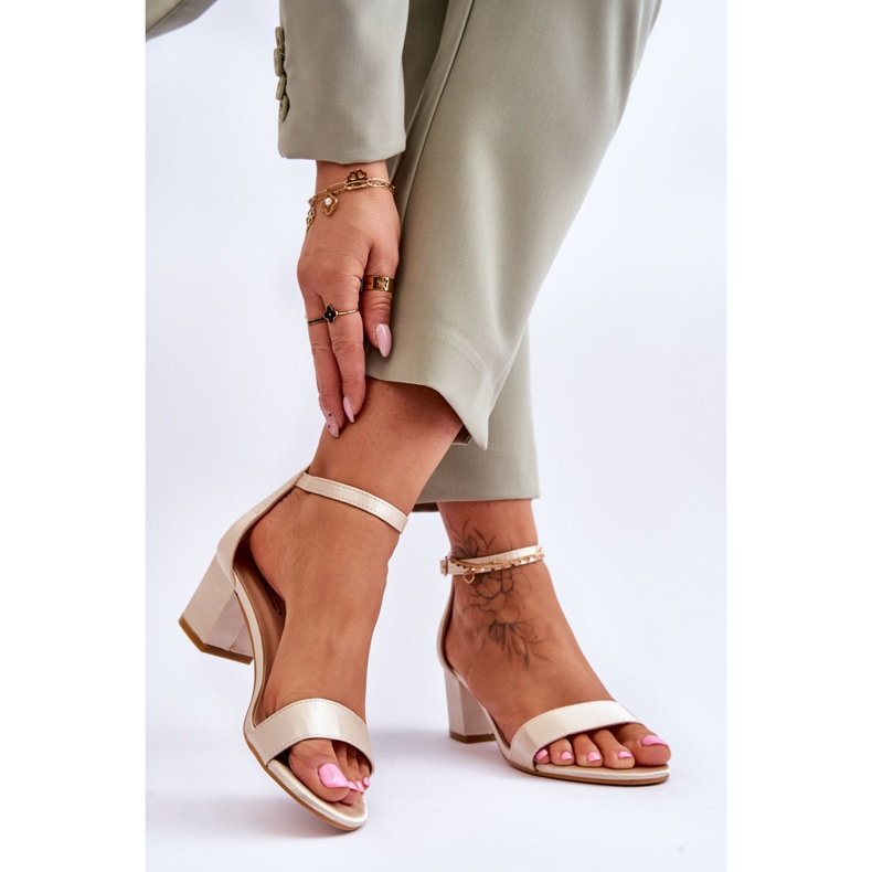 PG1 Juliet Beige Satin Low Heel Sandals 2
