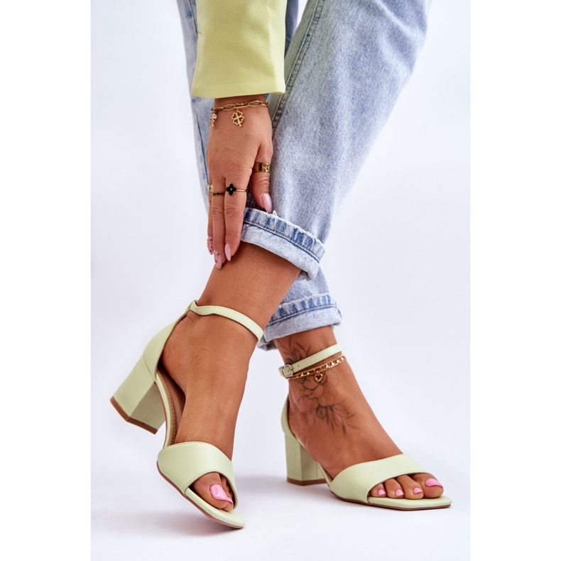 PG1 Eco-leather Sandals On A Low Heel Light Green Whitney 2 PG1 Eco-leather Sandals On A Low Heel Light Green Whitney 2