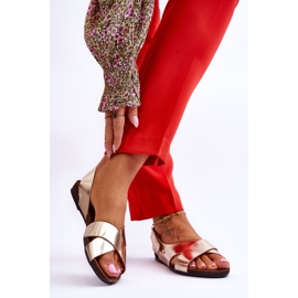 Lemar Gold Addison Velcro Leather Sandals golden 2