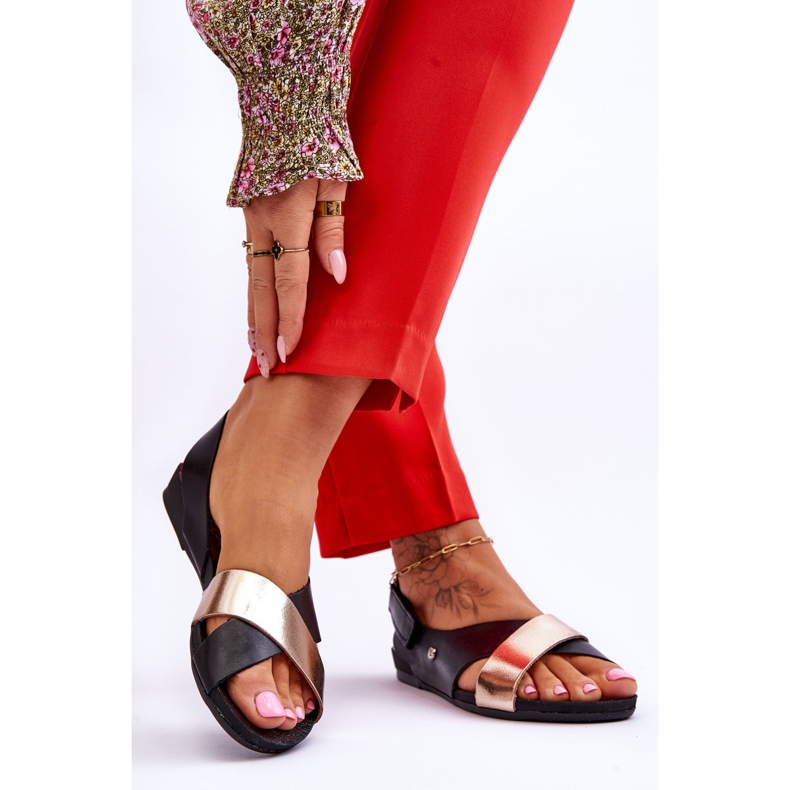 Lemar Leather Sandals With Black And Gold Addison 2