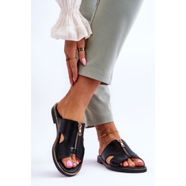 Lemar Women's Slippers With Decorative Zipper Black Clarence 2 Lemar Women's Slippers With Decorative Zipper Black Clarence 2