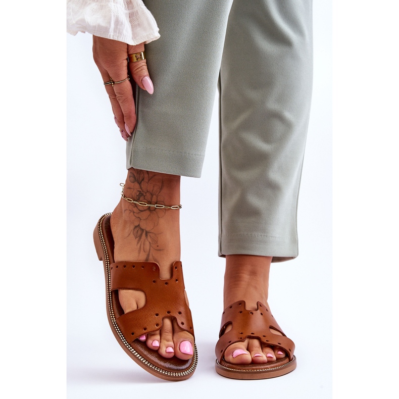 Lemar Women's Sandals With Decorative Cutouts Brown Emily 1