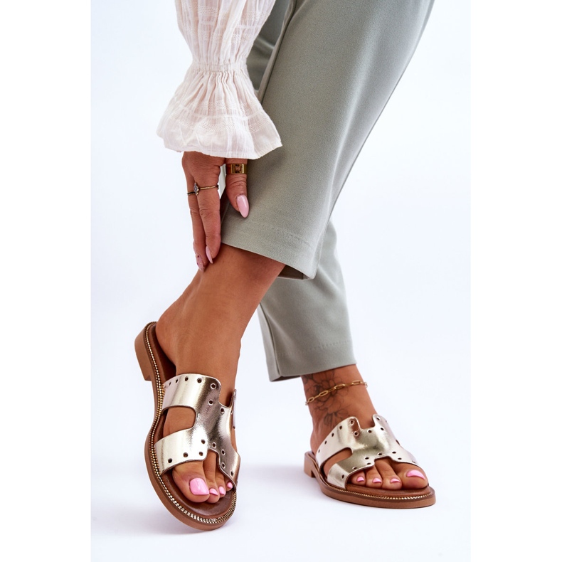 Lemar Women's Slippers With Decorative Cutouts Golden Emily 2