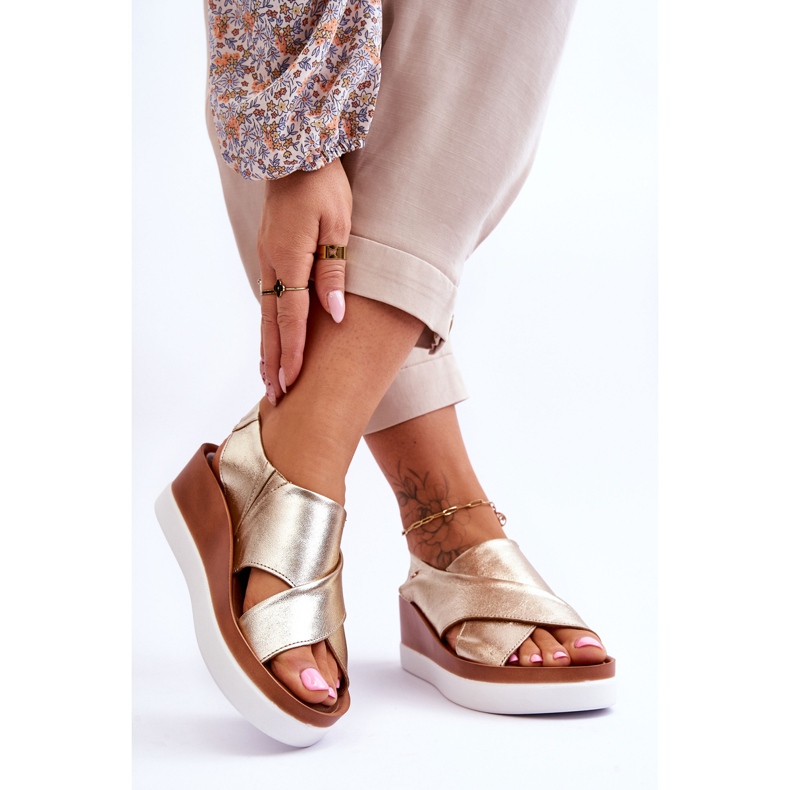 Lemar Gold Morgan Leather Wedge Sandals golden 2
