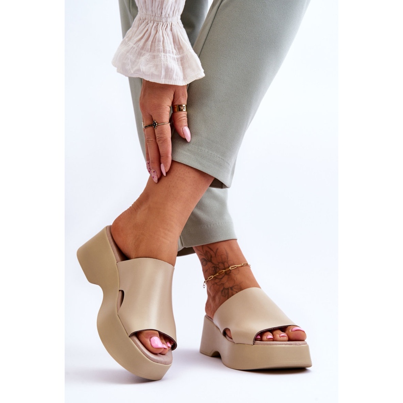 Lemar Women's Leather Platform Sandals Beige Lucami 2 Lemar Women's Leather Platform Sandals Beige Lucami 2