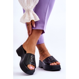 Lemar Women's Leather Platform Slippers With Embellishments Black Renna 2 Lemar Women's Leather Platform Slippers With Embellishments Black Renna 2