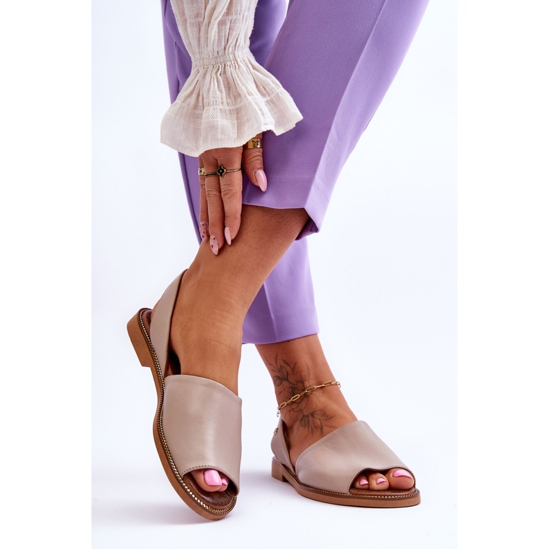 Lemar Alivia Beige Leather Slip On Sandals 2