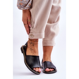 Lemar Alivia Black Leather Slip On Sandals 1