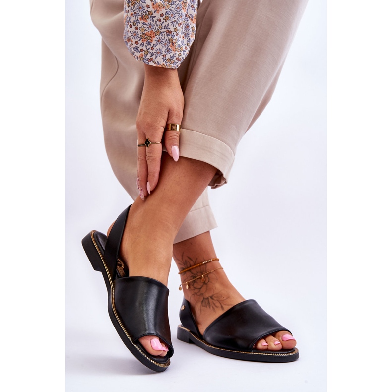 Lemar Alivia Black Leather Slip On Sandals 2