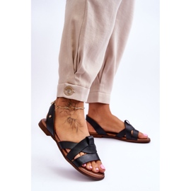 Zazoo Comfortable Black Kayla Leather Slip-on Sandals 2