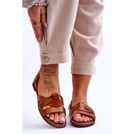 Zazoo Comfortable Brown Kayla Leather Slip-on Sandals 1