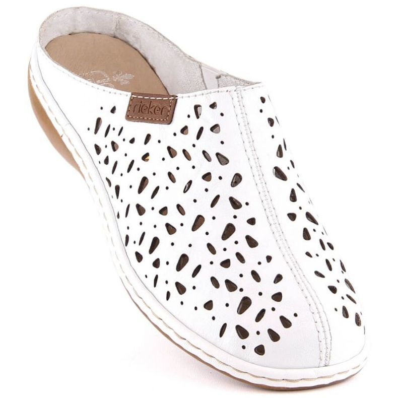 Openwork slippers Rieker W 65996-80 white 1