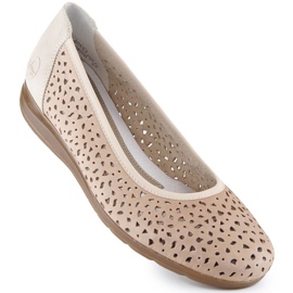 Leather openwork shoes Rieker W L9365-61 beige 1