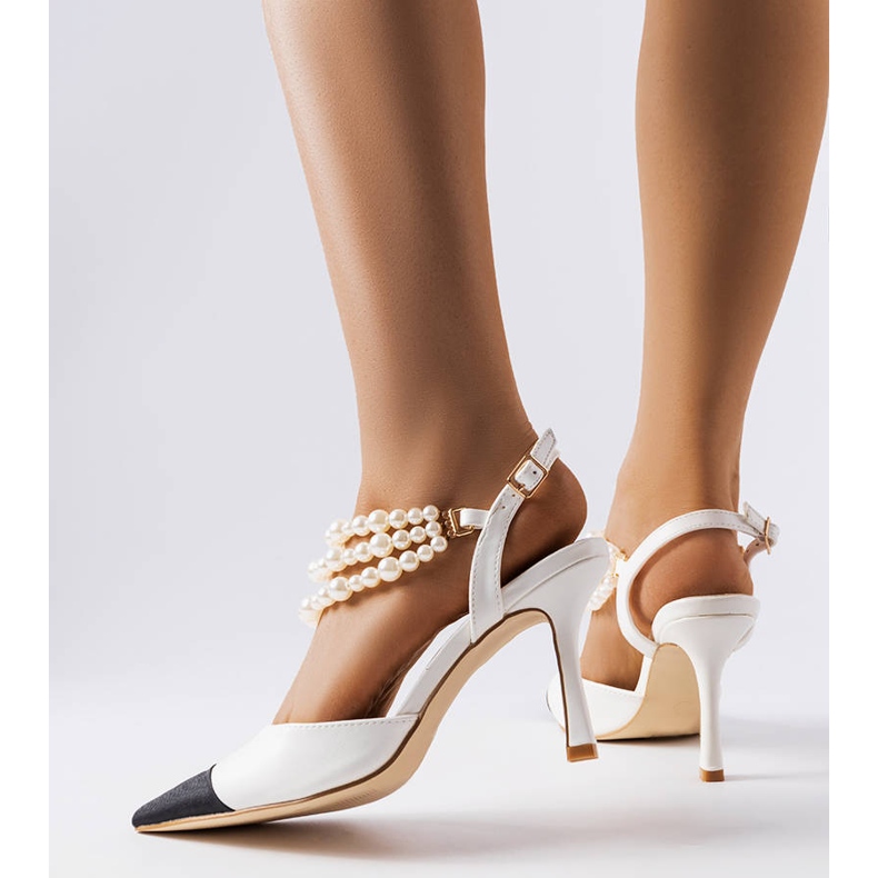 Ridge white pearl studded heels 1