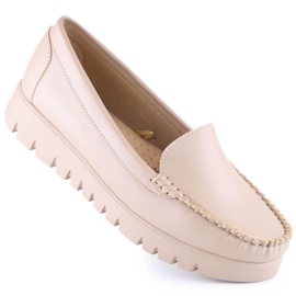 Moccasin loafers on the platform Potocki W YQ21020 beige 1