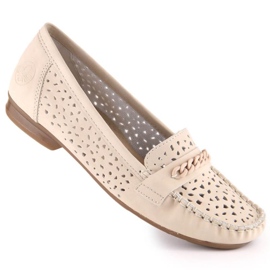 Comfortable openwork loafers Rieker W 40068-60 beige 1