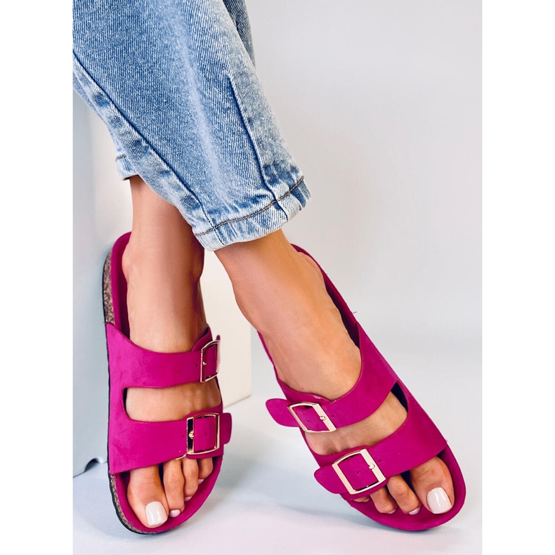 BM Byrd Fuchsia cork slippers pink 2