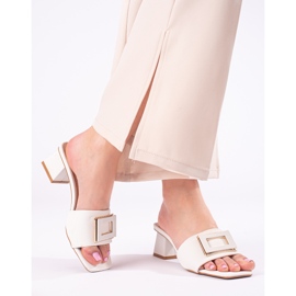 Women's slippers with a low heel Shelovet white 1 Women's slippers with a low heel Shelovet white 1