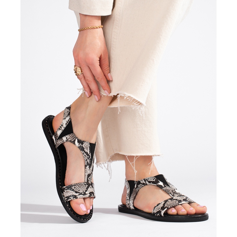 Shelovet snake print flat sandals grey 1