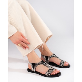 Shelovet snake print flat sandals grey 2