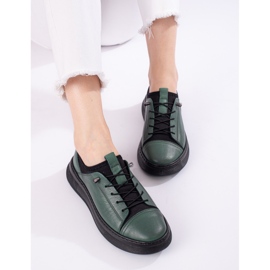 Women's green leather shoes T.Sokolski 1