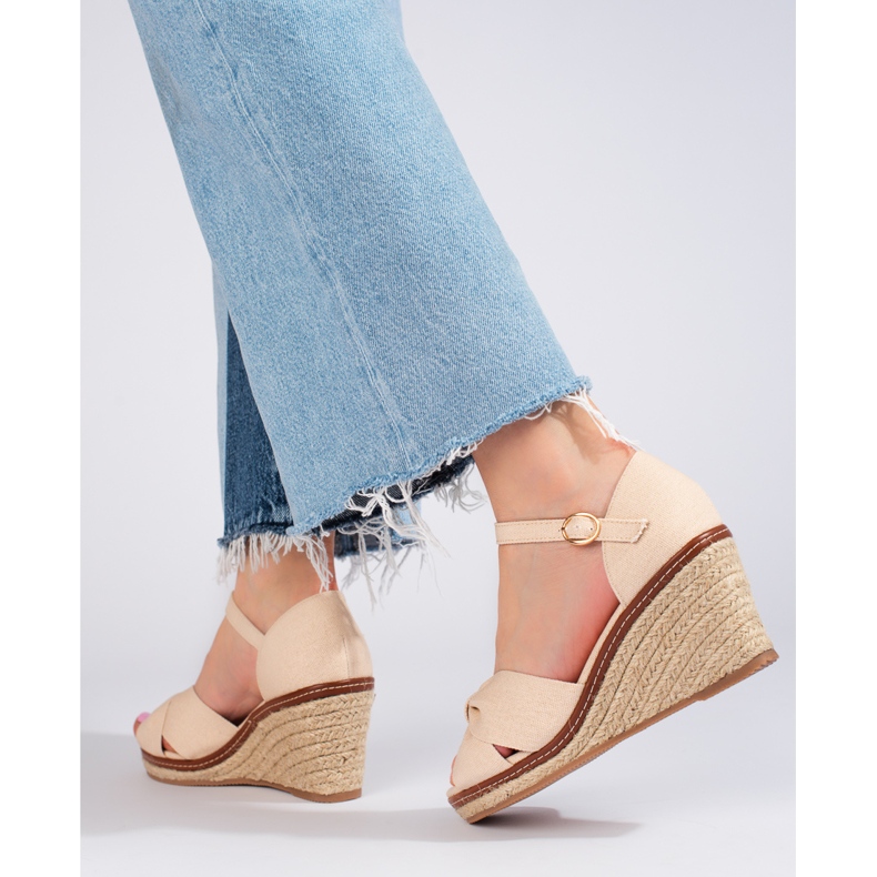 Beige wedge espadrille sandals from Shelovet 2