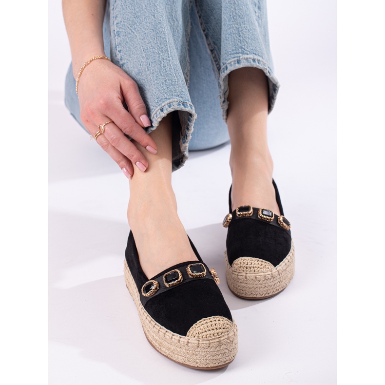 Women's espadrilles on the platform Shelovet black suede 1