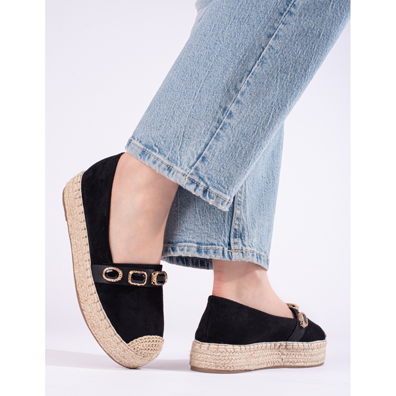 Women's espadrilles on the platform Shelovet black suede 2