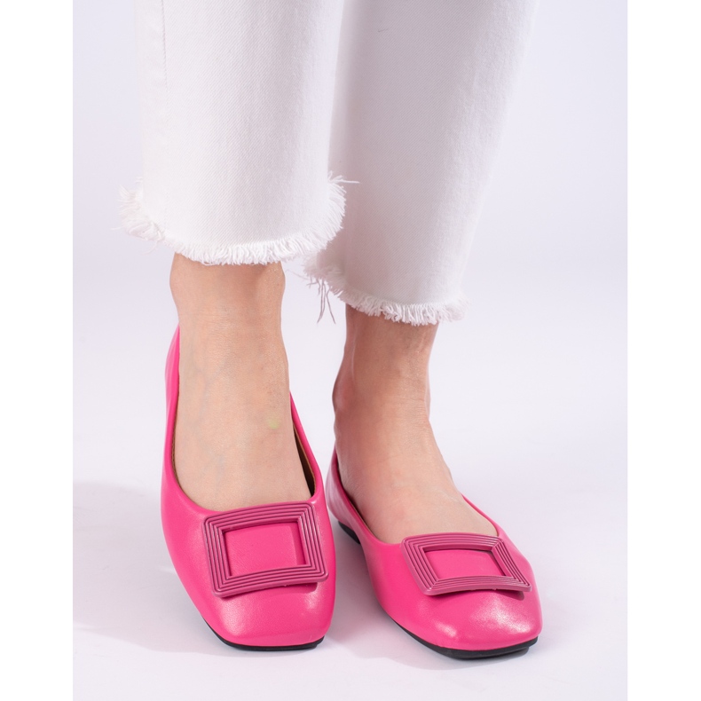 Women's pink ballerinas with Shelovet decoration 1