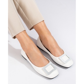 Women's white ballerinas with Shelovet decoration 1