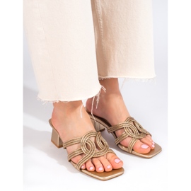 Women's elegant Shelovet golden slippers on the post 1