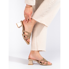 Women's elegant Shelovet golden slippers on the post 2