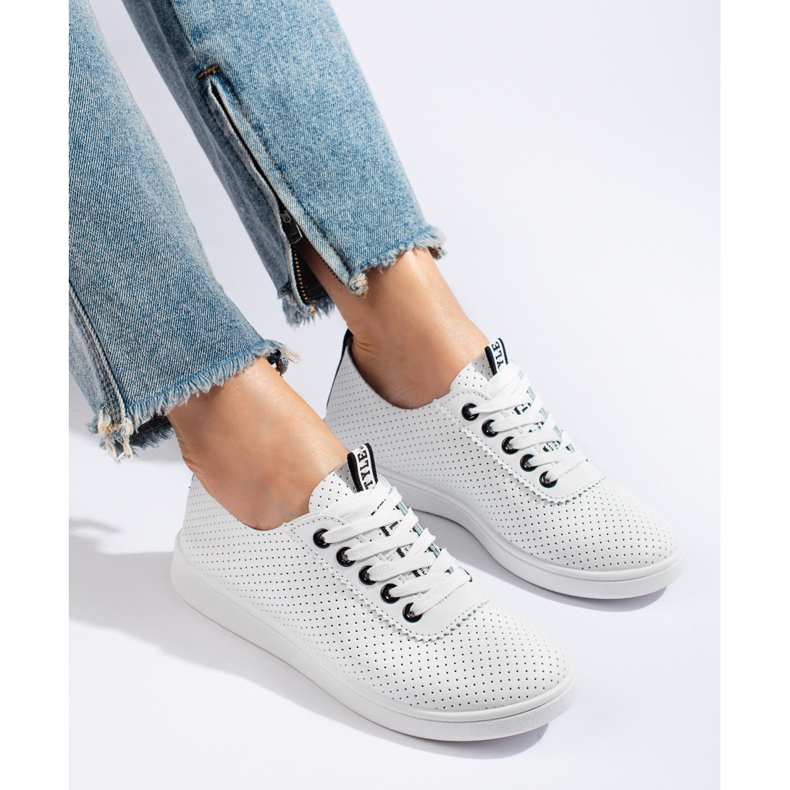 Openwork white Shelovet women's sneakers black 2