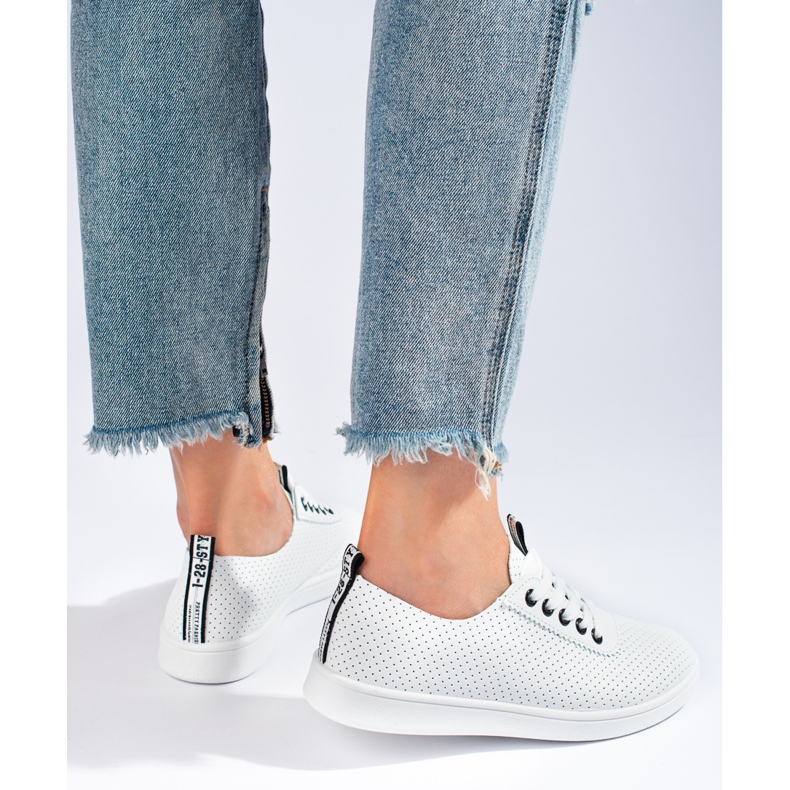 Openwork white Shelovet women's sneakers black 1