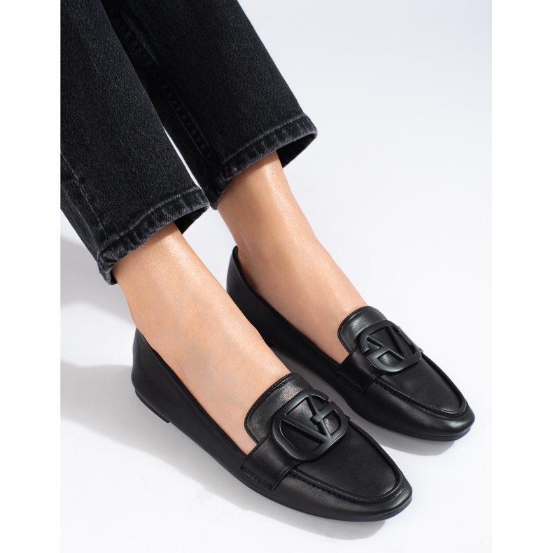 Black Shelovet women's slip-on loafers 1