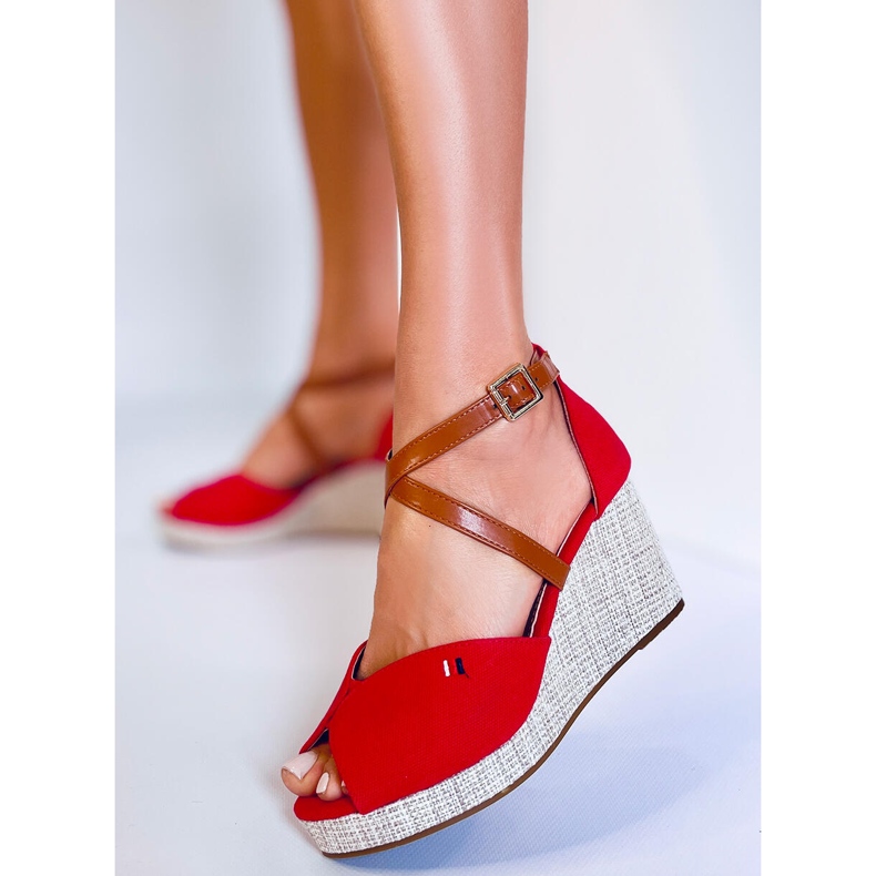 Berna Red open toe wedge sandals 2