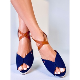 Open toe wedge sandals from Berna Navy blue 1