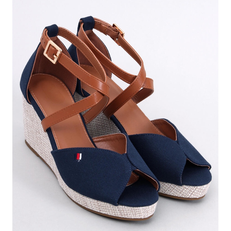 Open toe wedge sandals from Berna Navy blue 2