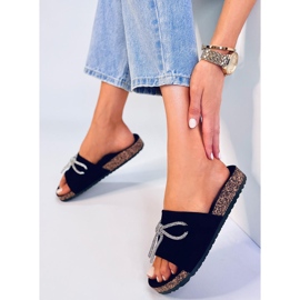 BM Cork slides with rhinestones Dietz Black 1