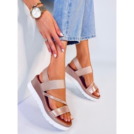 BM Carlton Champagne wedge sandals pink 2
