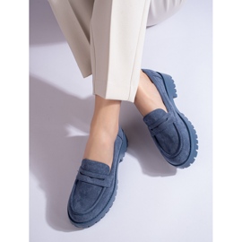 Women's navy blue suede Shelovet loafers 1